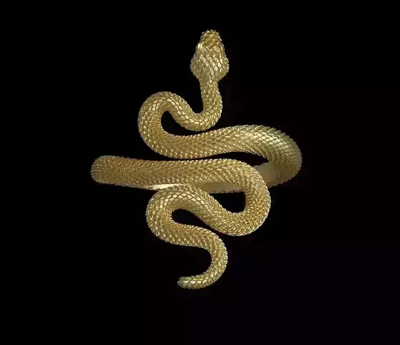 snake ring in gold with diamonds 3D print model