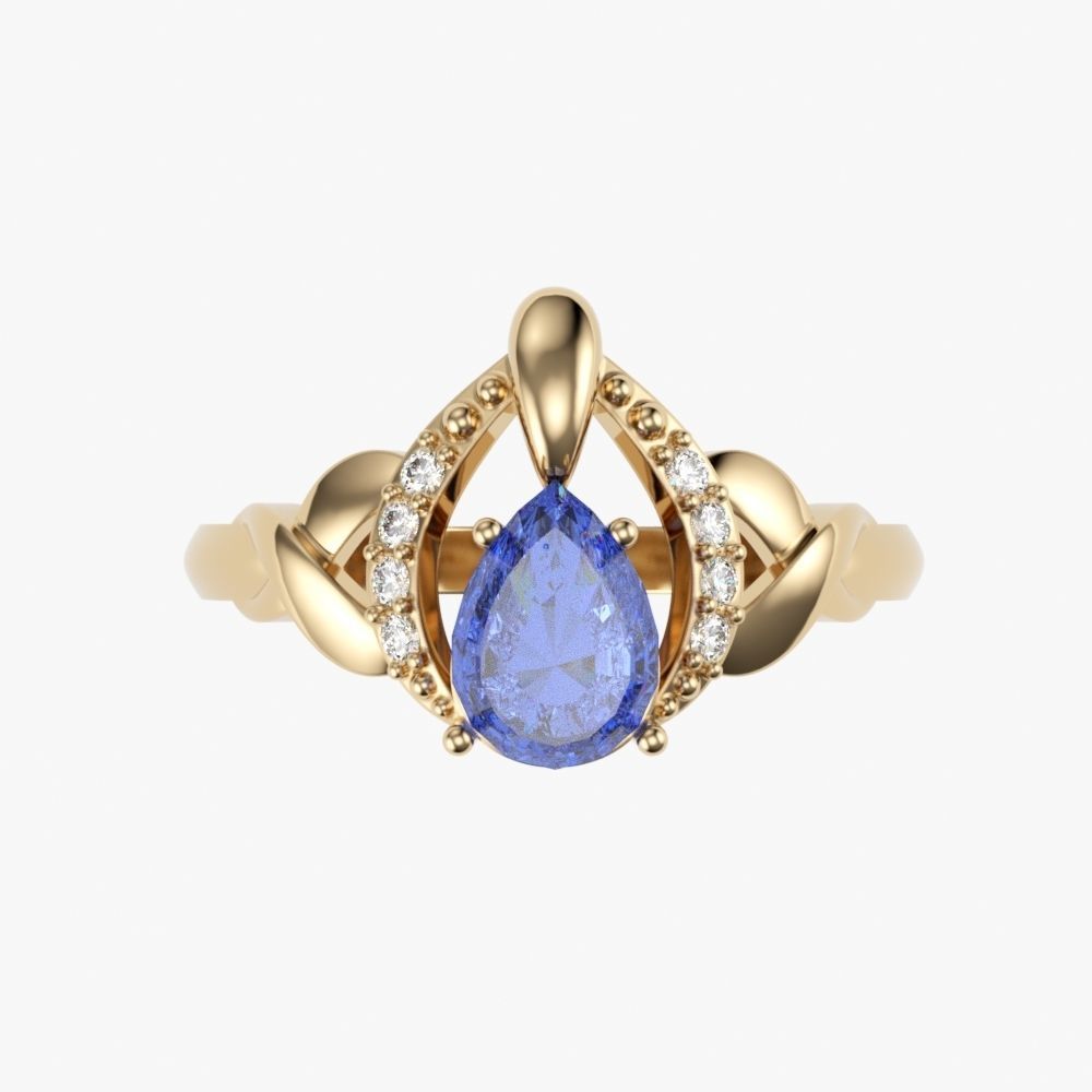 Solitaire women ring CAD 3dm stl 3D print model_8