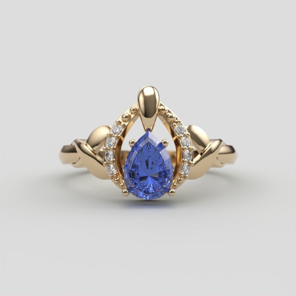 Solitaire women ring CAD 3dm stl 3D print model_3