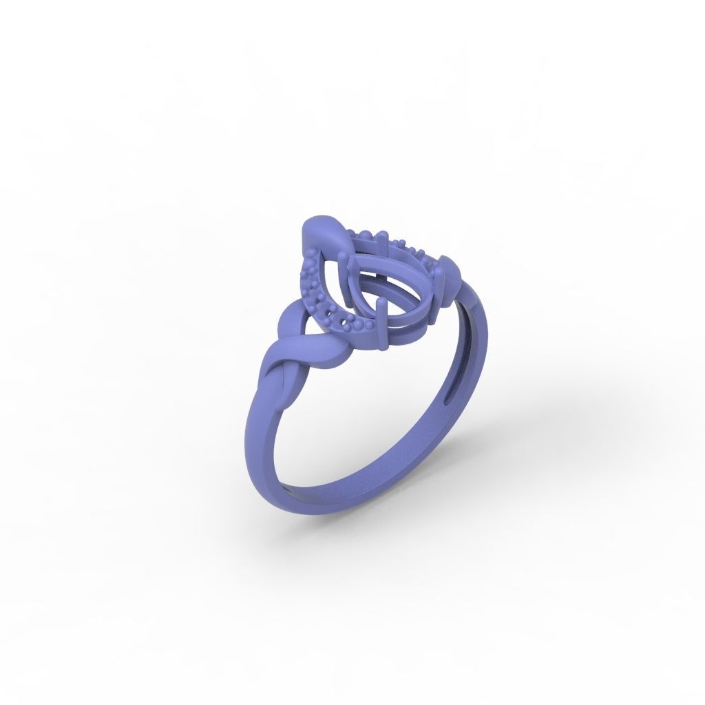 Solitaire women ring CAD 3dm stl 3D print model_34