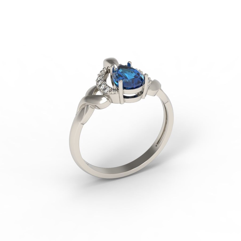 Solitaire women ring CAD 3dm stl 3D print model_16