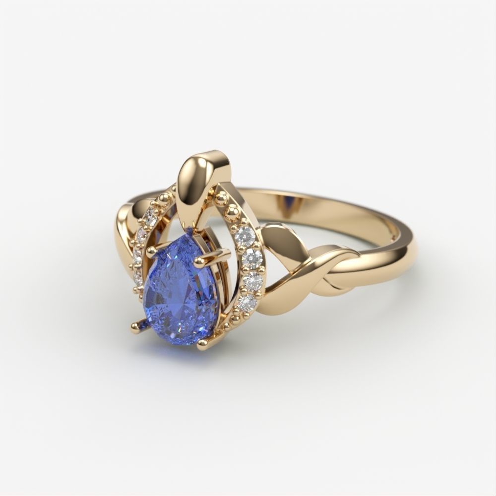 Solitaire women ring CAD 3dm stl 3D print model_5