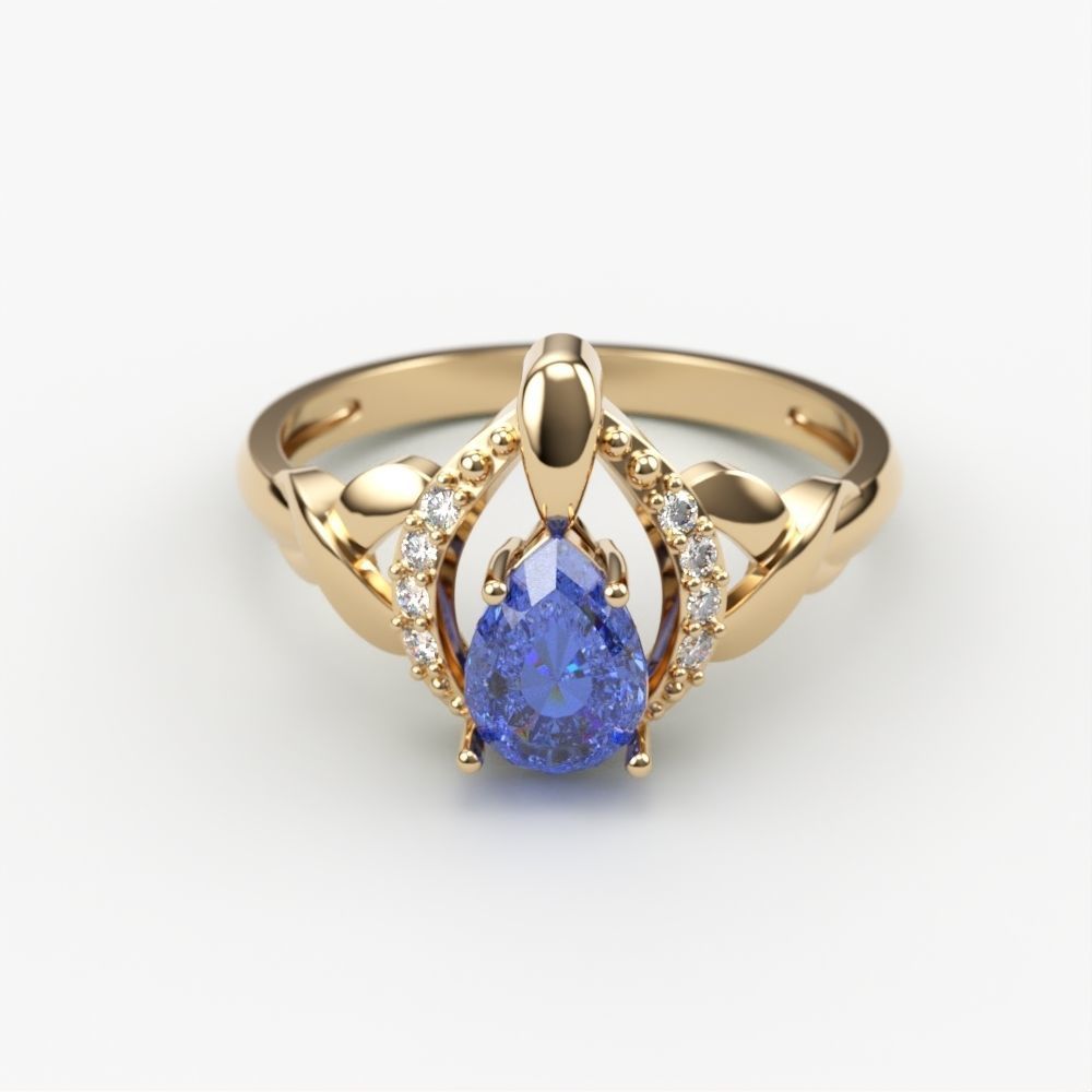 Solitaire women ring CAD 3dm stl 3D print model_1