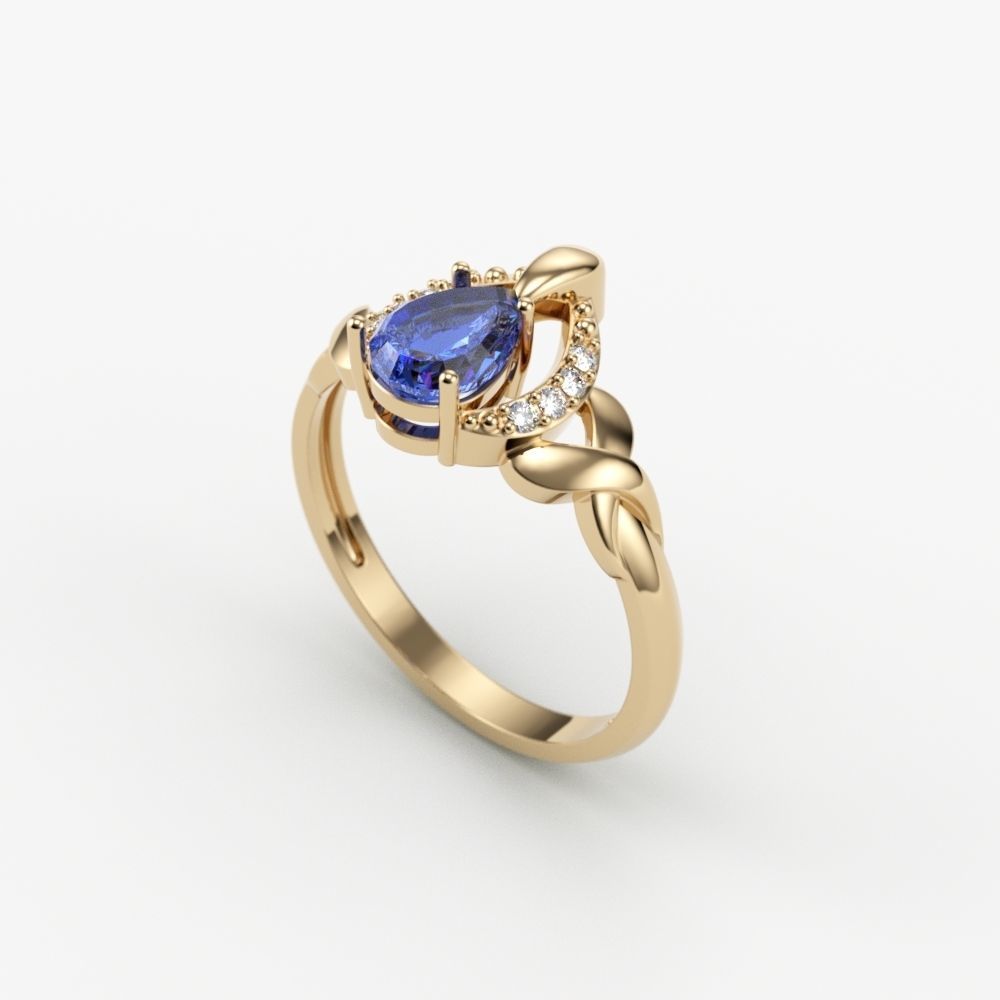 Solitaire women ring CAD 3dm stl 3D print model_4