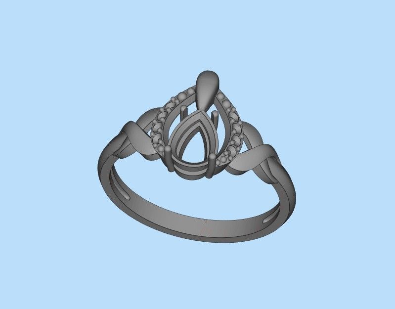 Solitaire women ring CAD 3dm stl 3D print model_35
