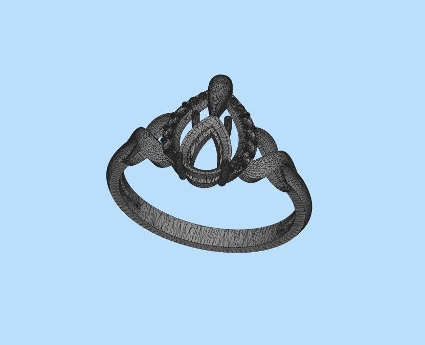 Solitaire women ring CAD 3dm stl 3D print model_41