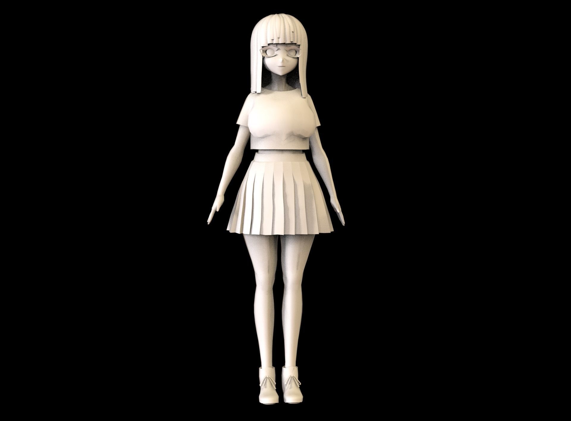 game ready Low Poly Anime Character  Low-poly 3D model_7