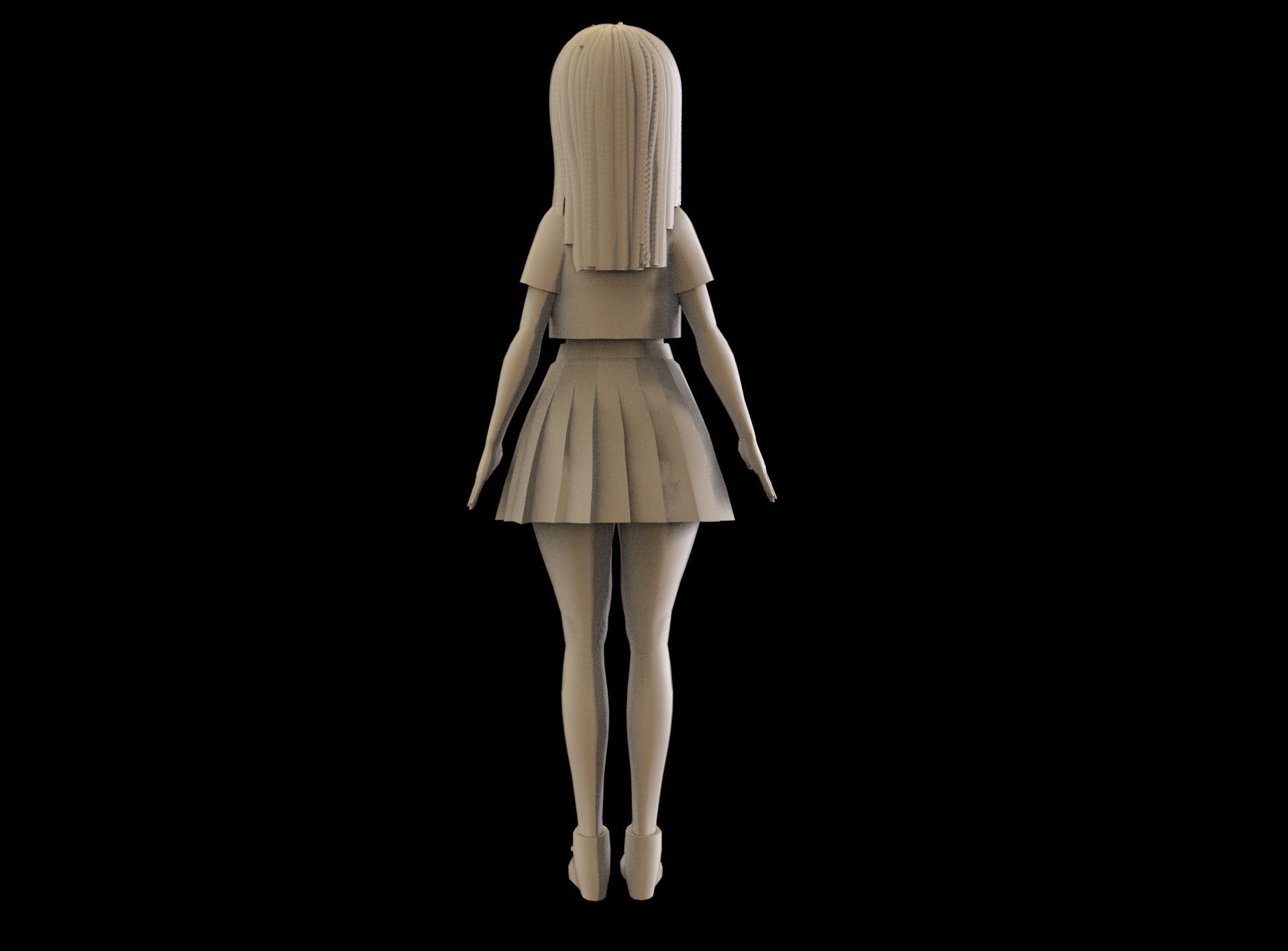 game ready Low Poly Anime Character  Low-poly 3D model_8