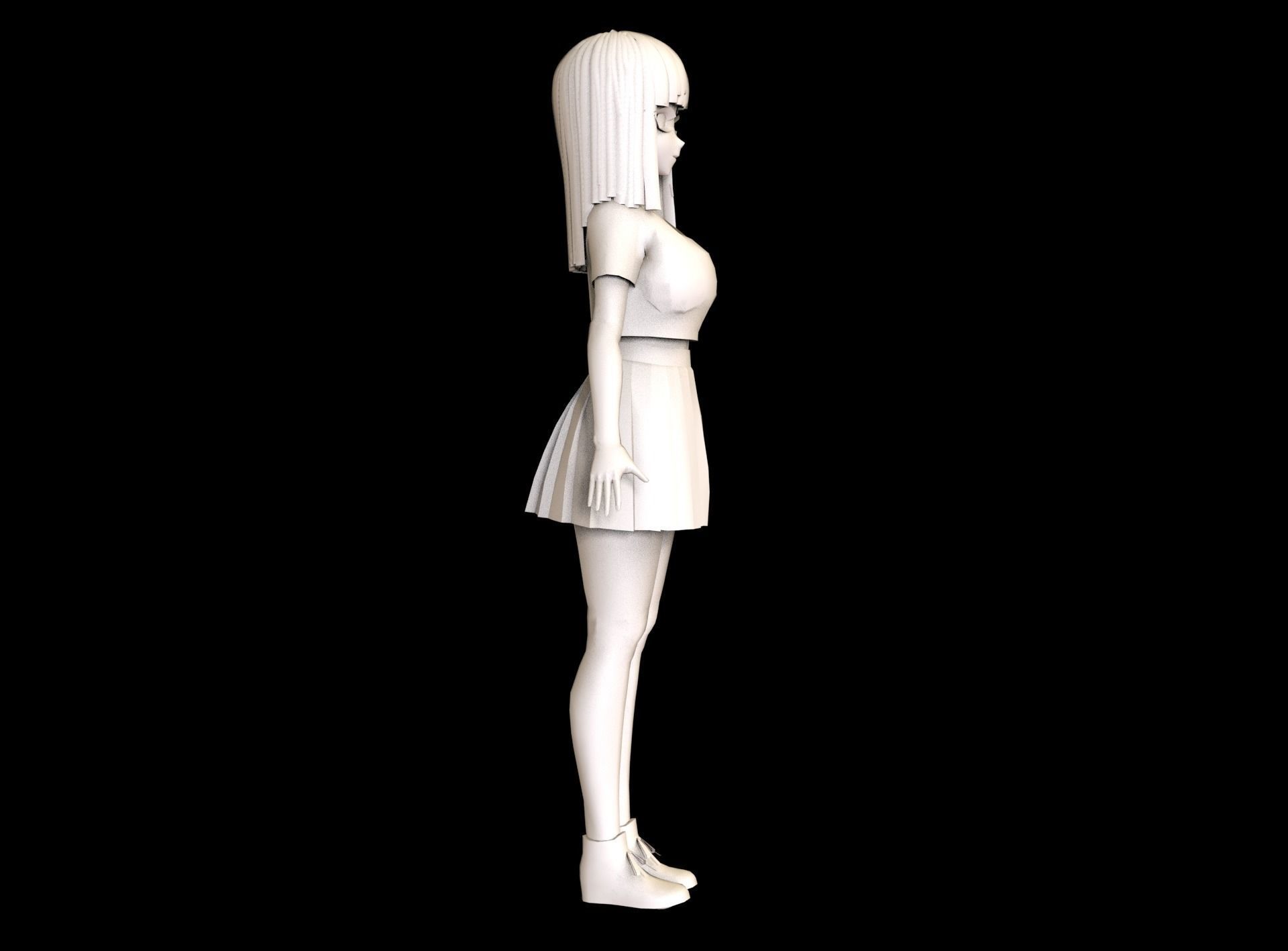 game ready Low Poly Anime Character  Low-poly 3D model_9