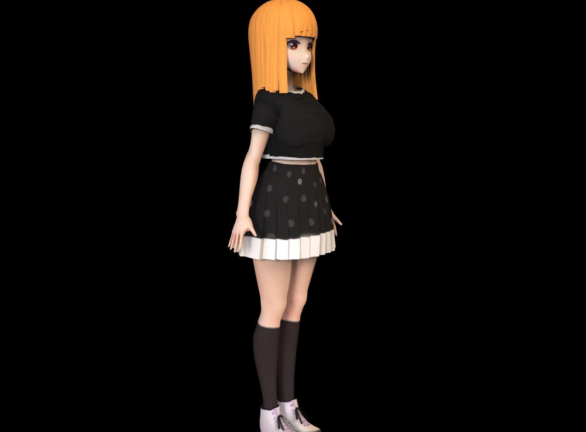 game ready Low Poly Anime Character  Low-poly 3D model_6