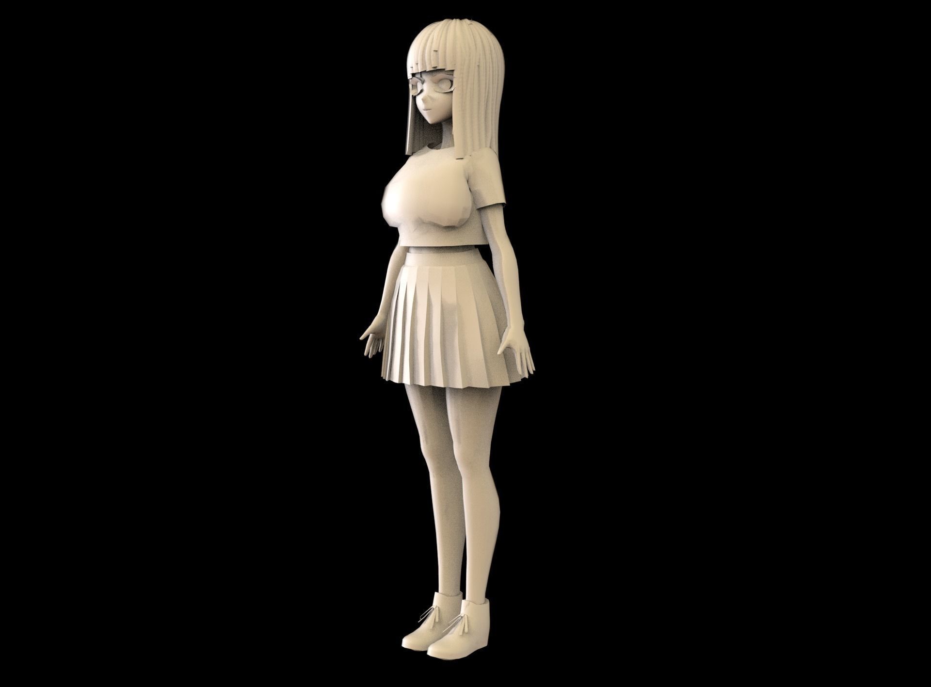 game ready Low Poly Anime Character  Low-poly 3D model_10