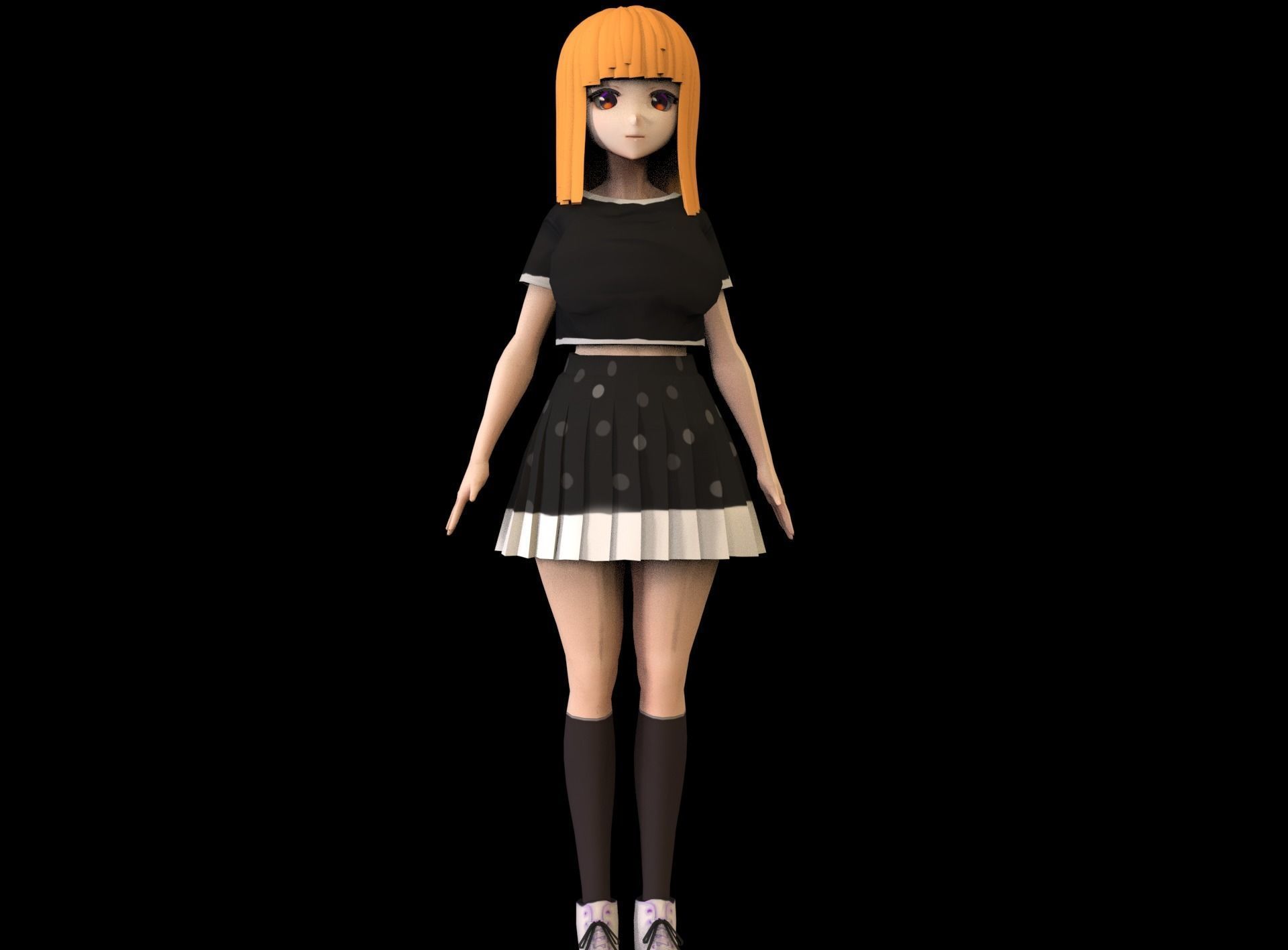 game ready Low Poly Anime Character  Low-poly 3D model_2