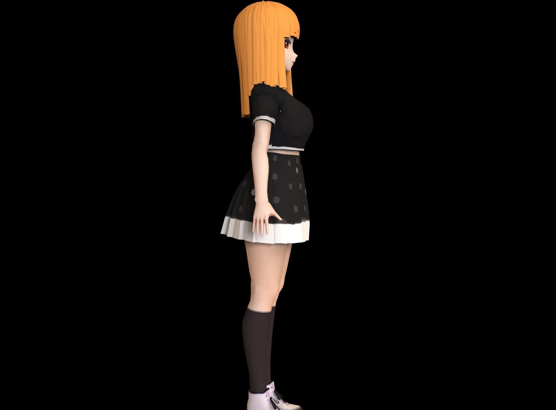 game ready Low Poly Anime Character  Low-poly 3D model_3