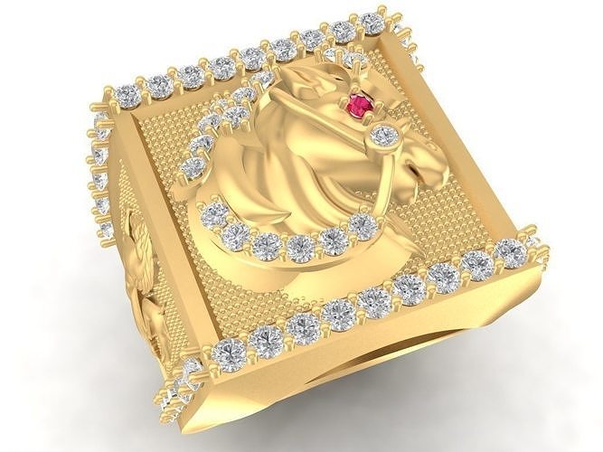 Lucky Horse Men Ring 2809 3D print model