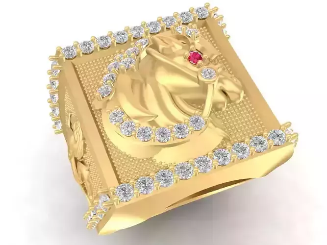 Luxury Horse Head Square Ring for Men  2809