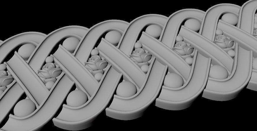 baguette gold braid 3D model_1