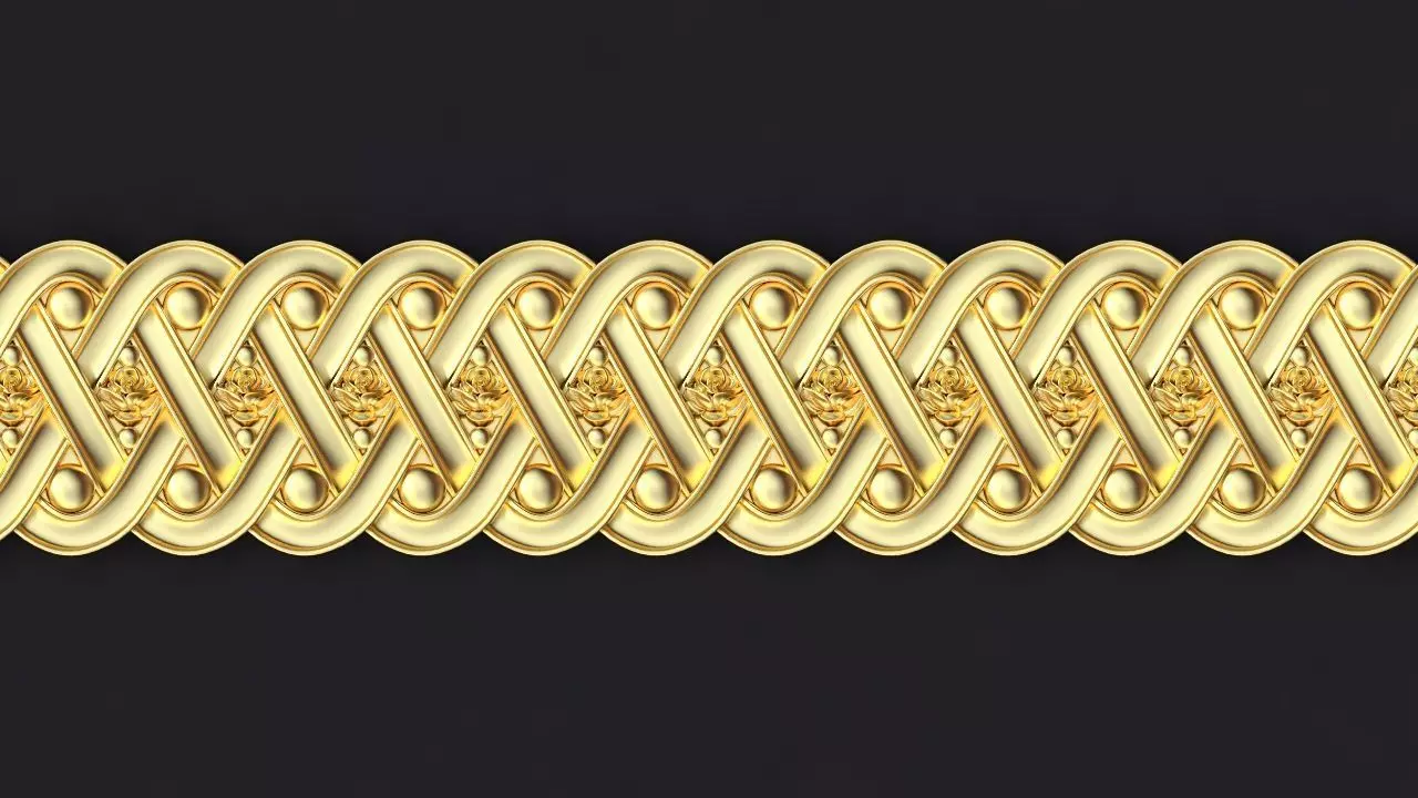 baguette gold braid 3D model_0