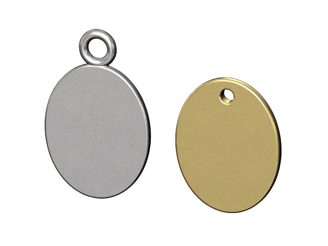 Hammered texture oval coin pendant and charm 3D print model_3