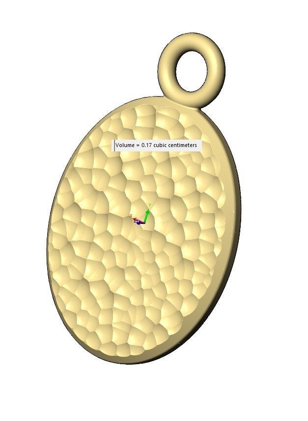Hammered texture oval coin pendant and charm 3D print model_10
