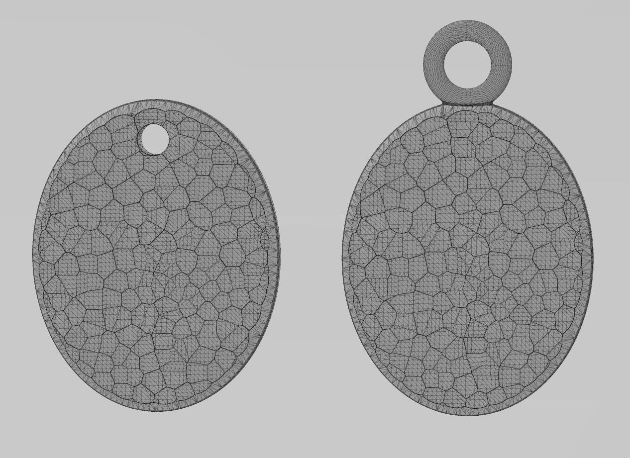 Hammered texture oval coin pendant and charm 3D print model_15