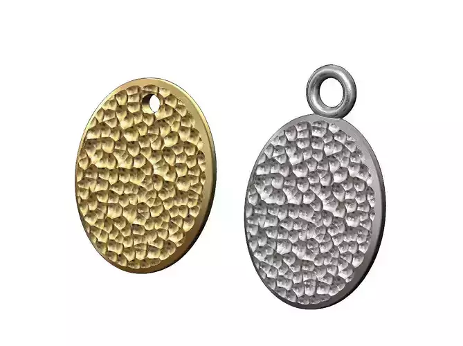 Hammered texture oval coin pendant and charm