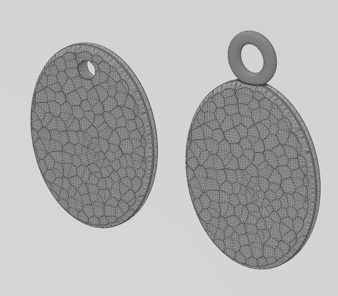 Hammered texture oval coin pendant and charm 3D print model_12