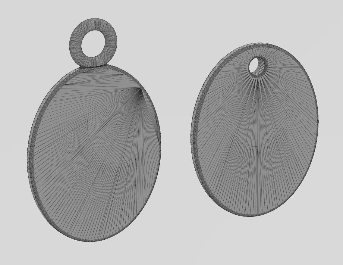 Hammered texture oval coin pendant and charm 3D print model_13