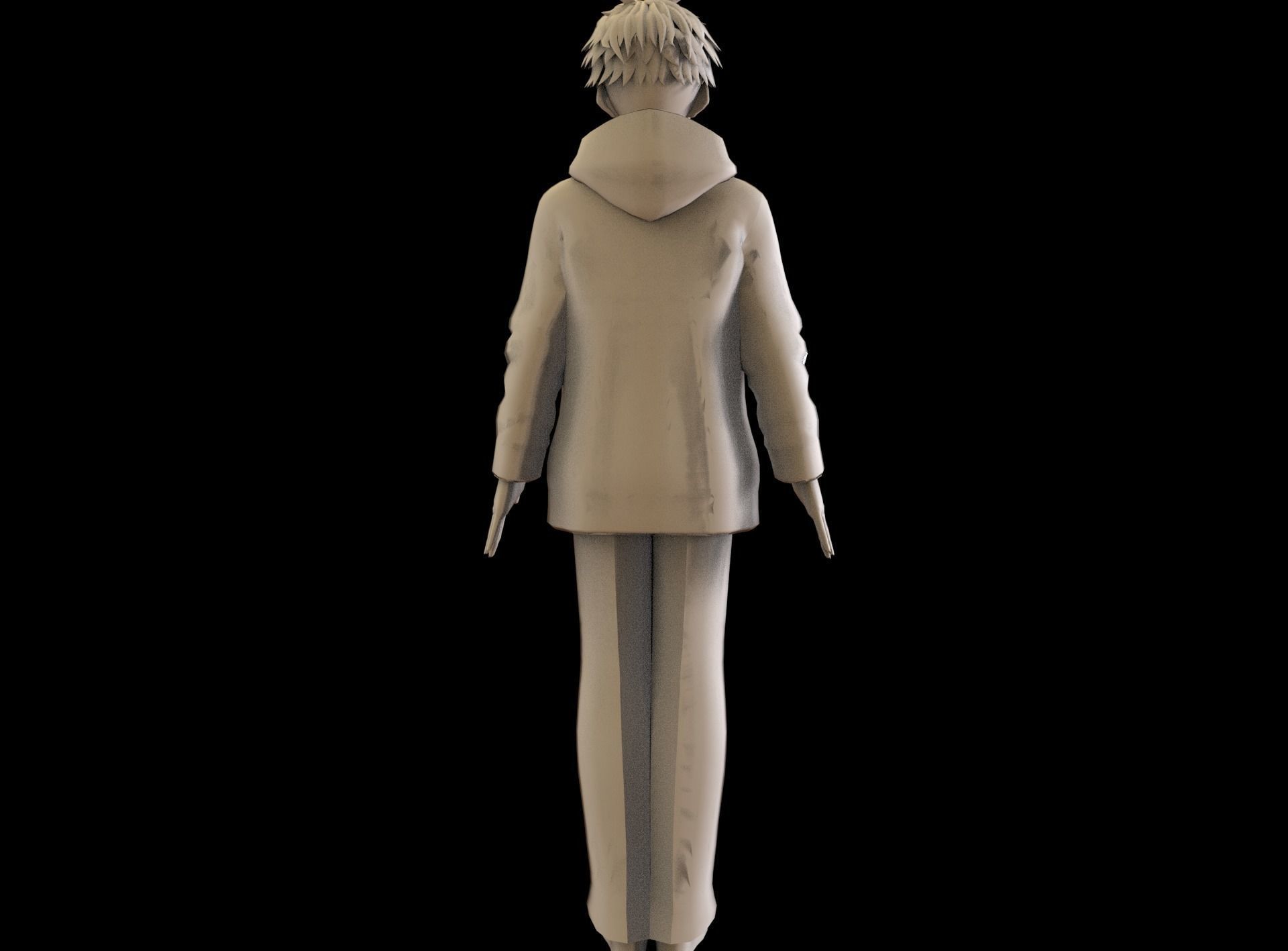 game ready Low Poly Anime Character 2 Low-poly 3D model_8
