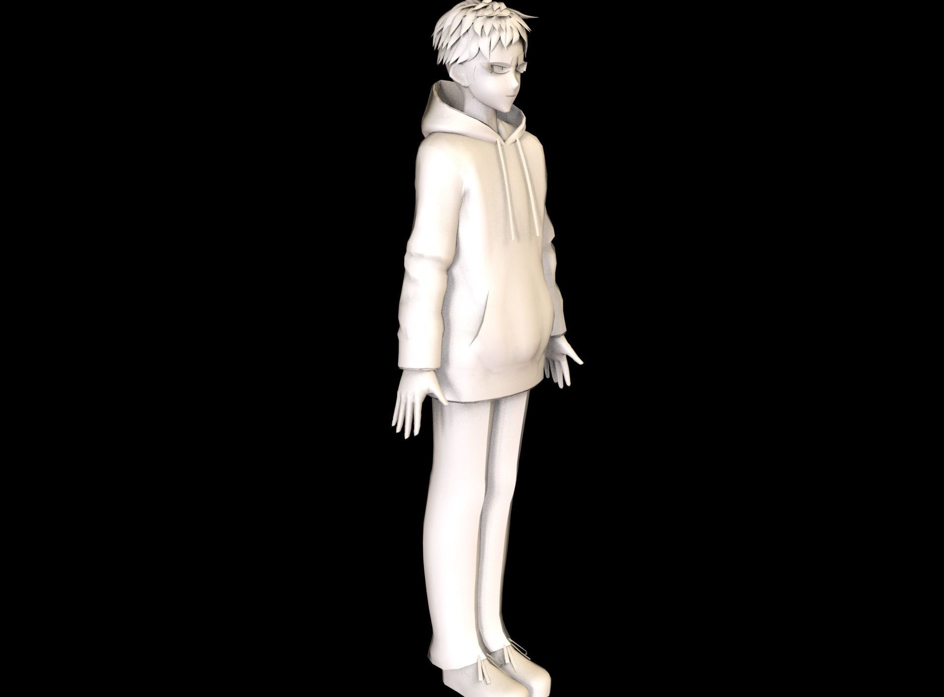 game ready Low Poly Anime Character 2 Low-poly 3D model_7