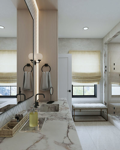 Modern Master Bathroom V-Ray Ready SKP Scene 3D model