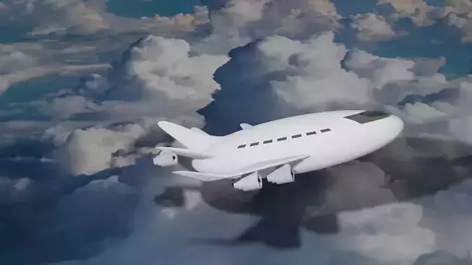 Airplane flying in clouds