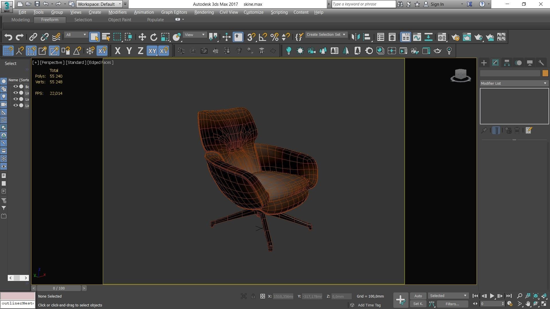 Armchair swivel chair leather Low-poly 3D model_6