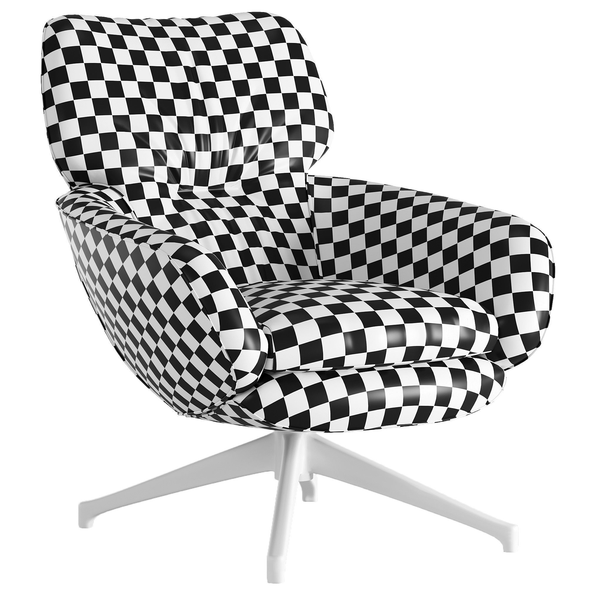 Armchair swivel chair leather Low-poly 3D model_2