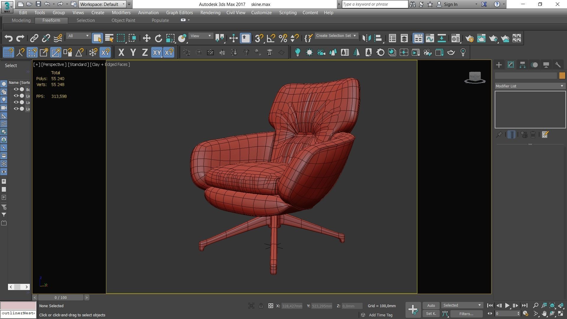 Armchair swivel chair leather Low-poly 3D model_11