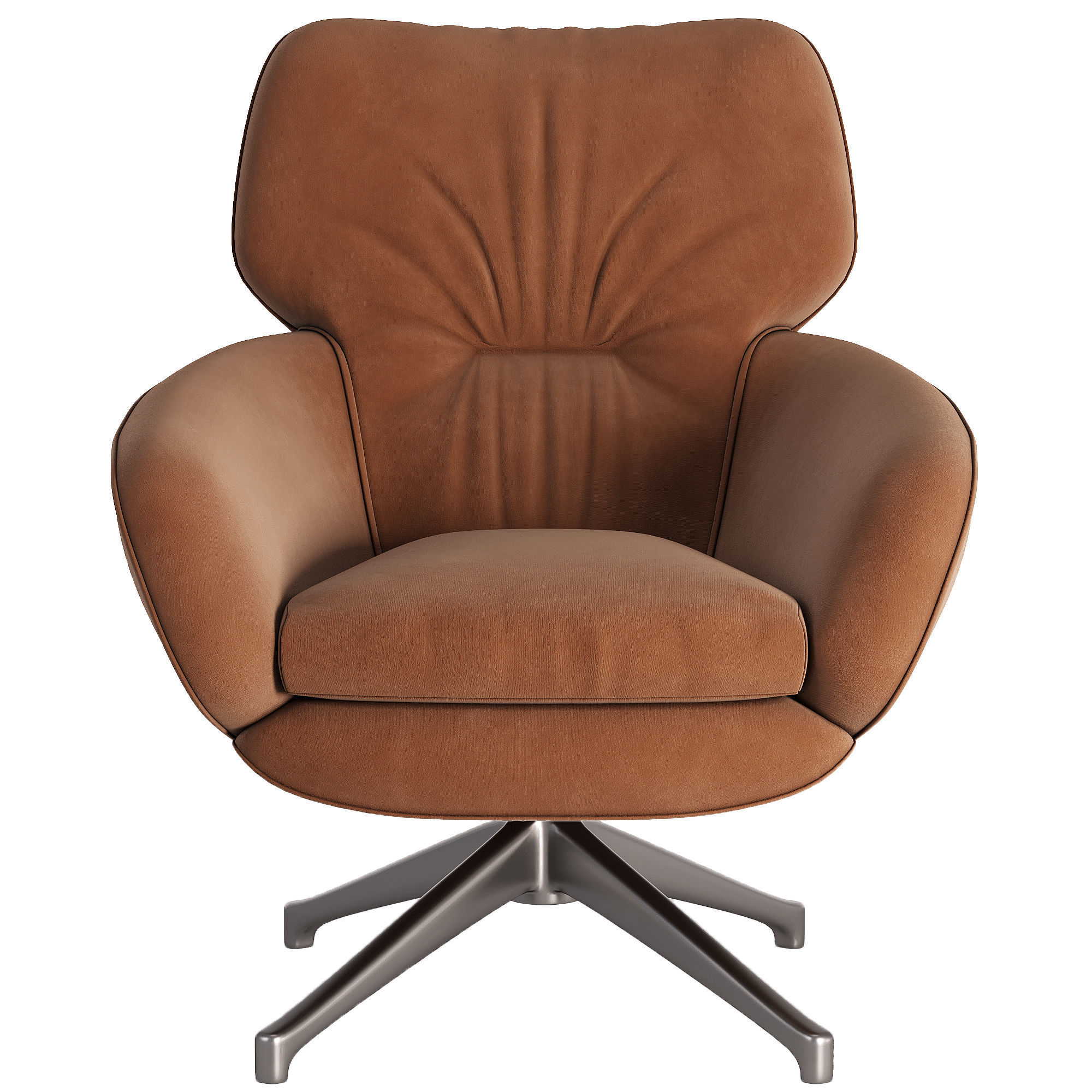 Armchair swivel chair leather Low-poly 3D model_1