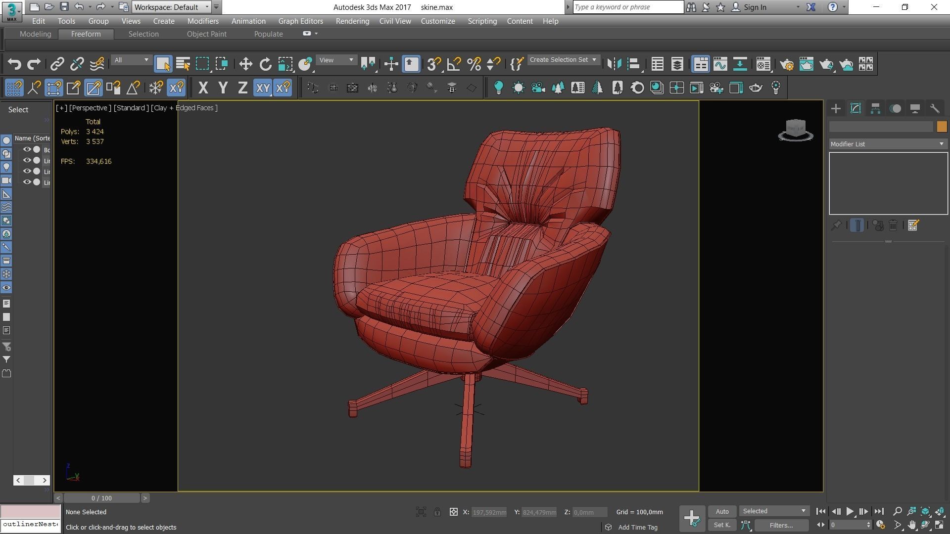 Armchair swivel chair leather Low-poly 3D model_9