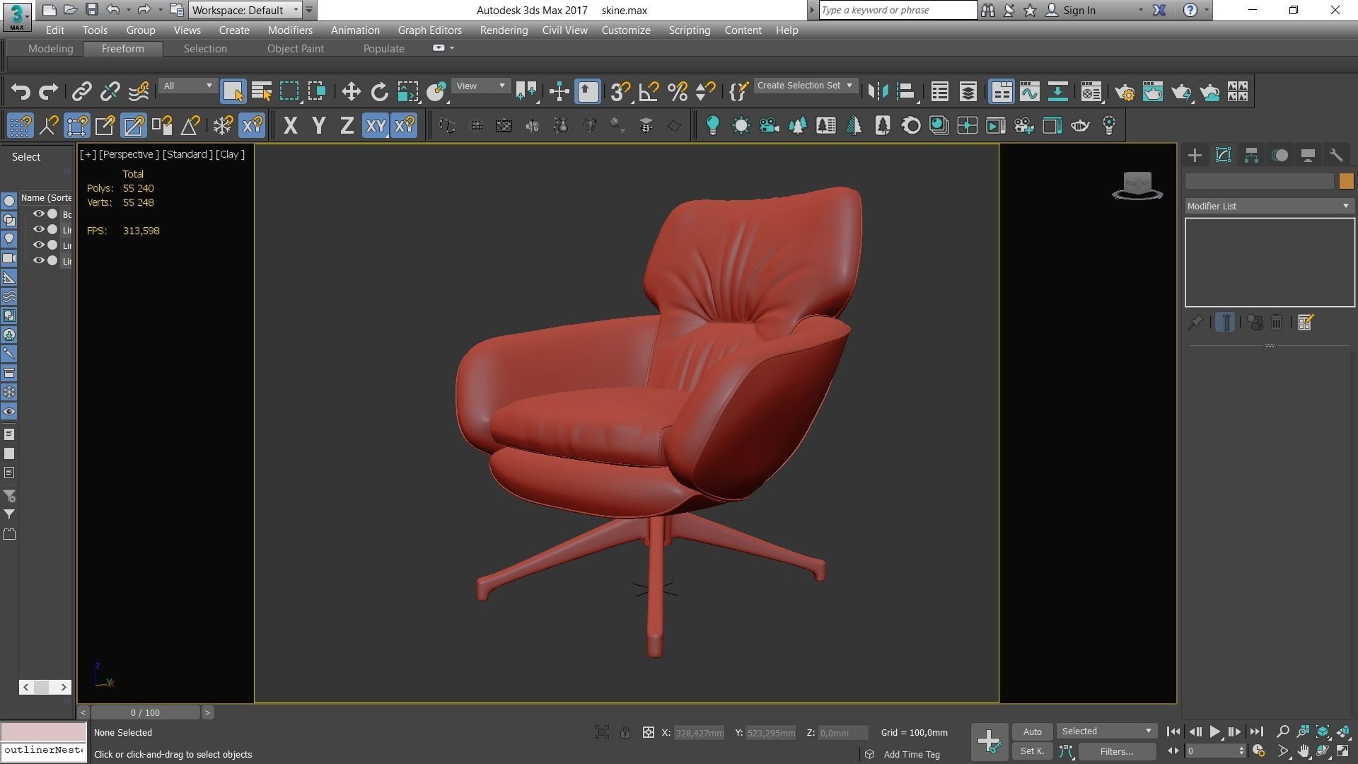 Armchair swivel chair leather Low-poly 3D model_12