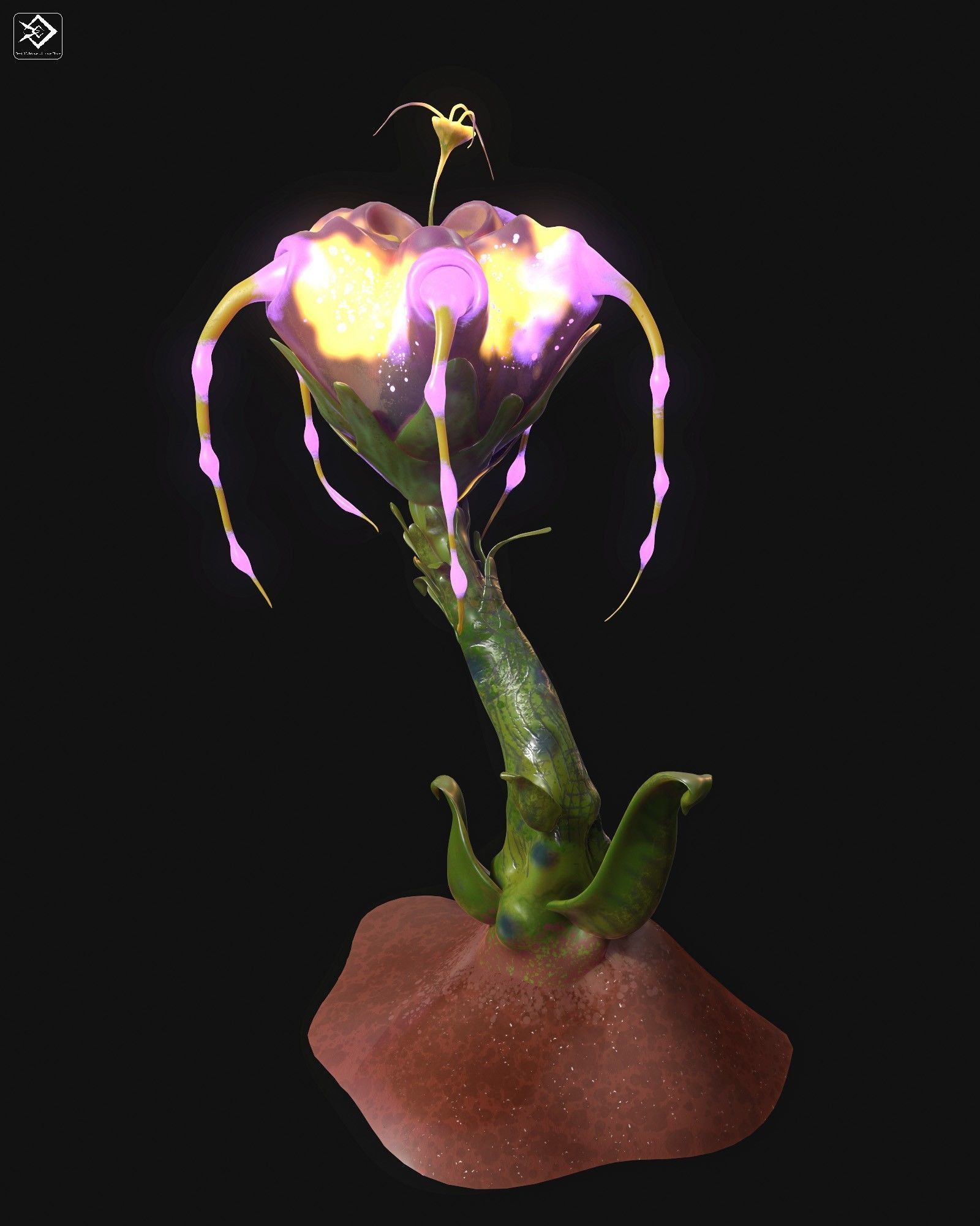 Magic Flower Low-poly 3D model_6