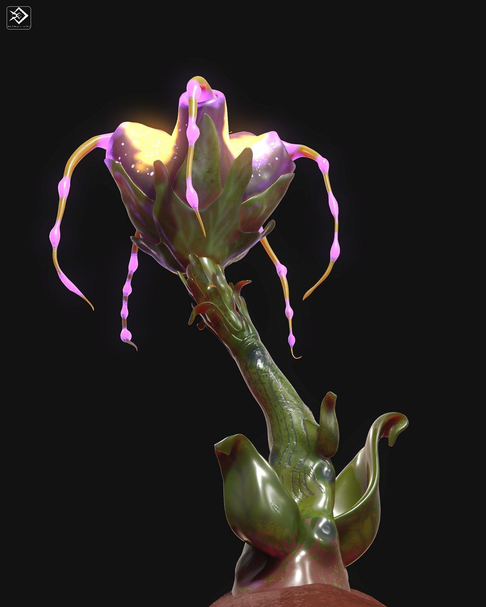 Magic Flower Low-poly 3D model_2