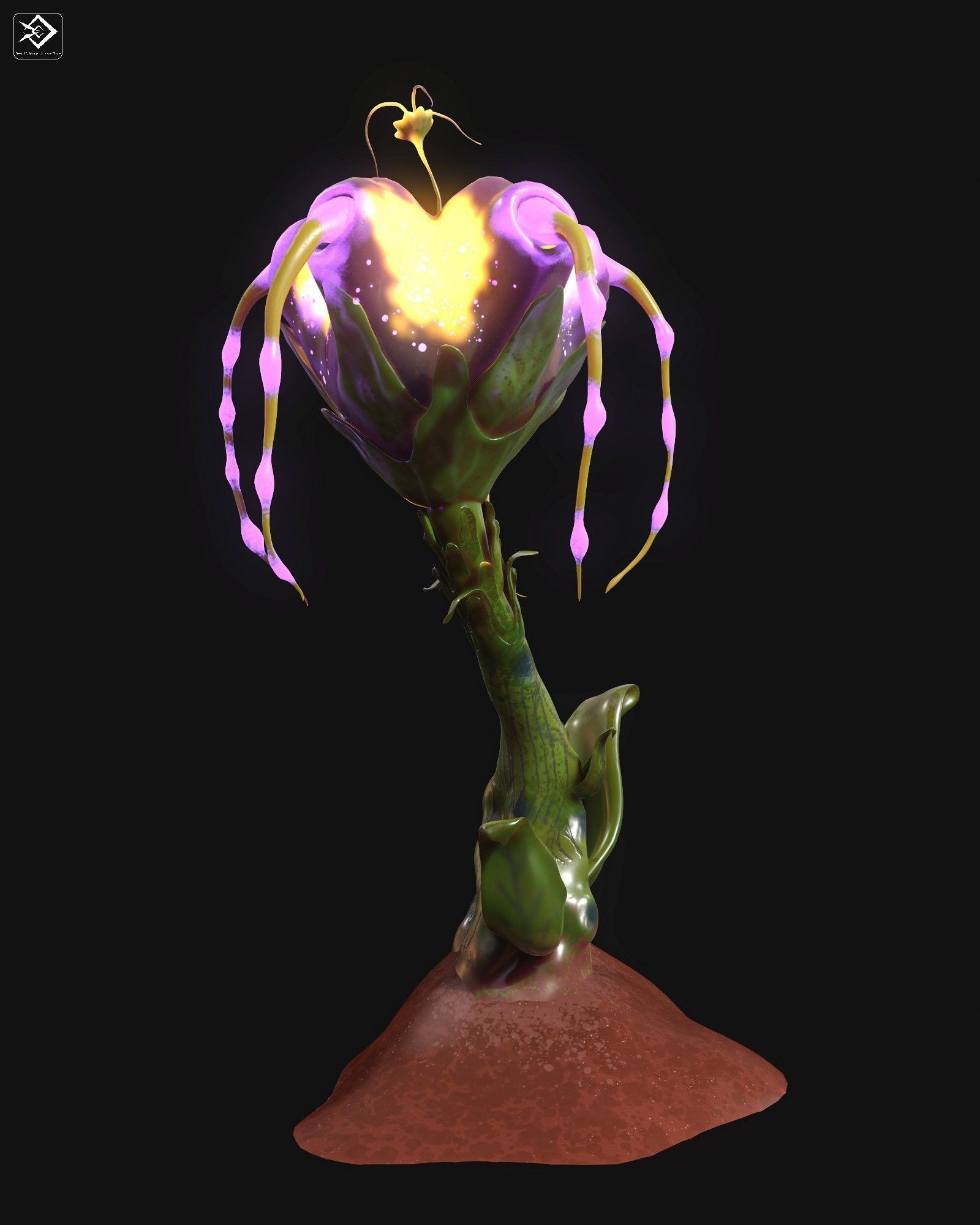 Magic Flower Low-poly 3D model_1