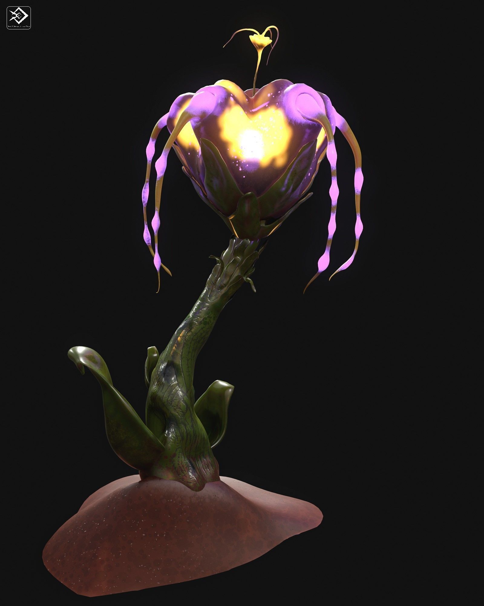 Magic Flower Low-poly 3D model_8