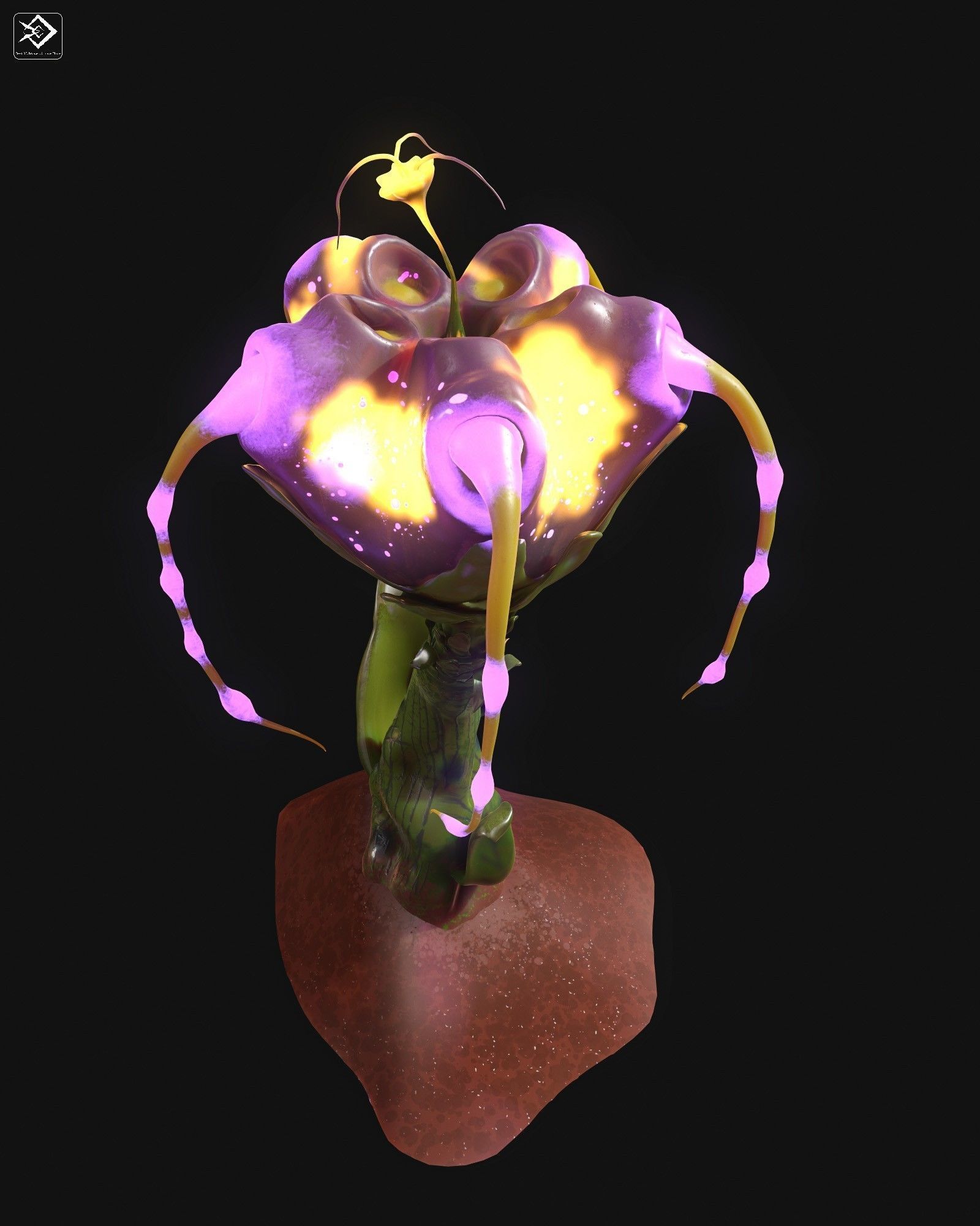 Magic Flower Low-poly 3D model_9