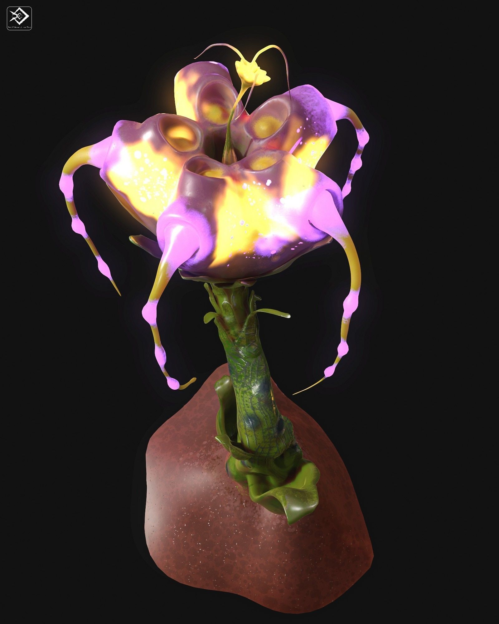 Magic Flower Low-poly 3D model_7