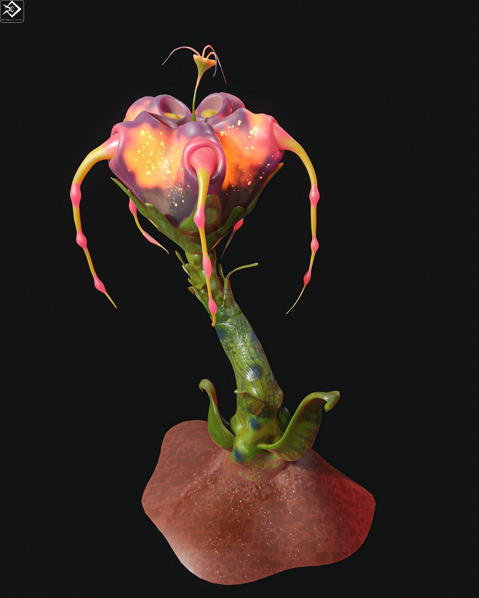 Magic Flower Low-poly 3D model_11