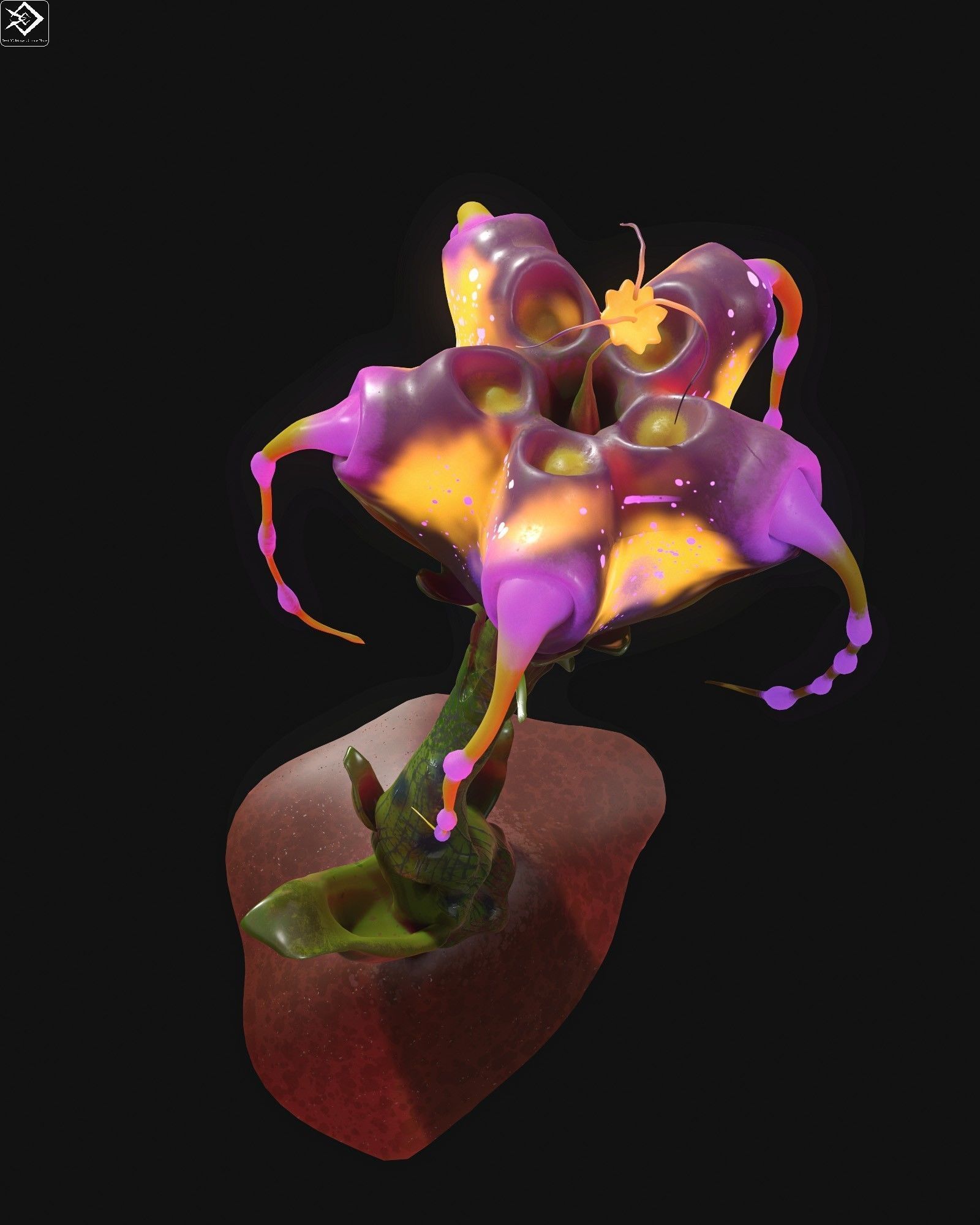 Magic Flower Low-poly 3D model_4