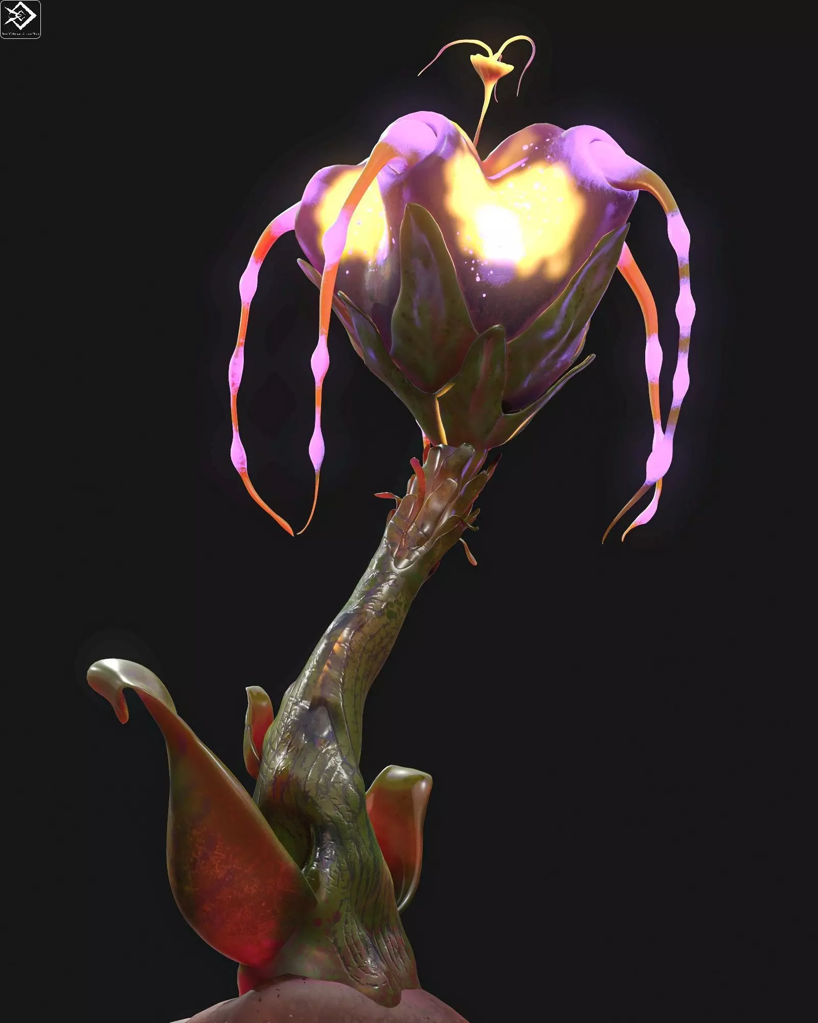 Magic Flower Low-poly 3D model_0