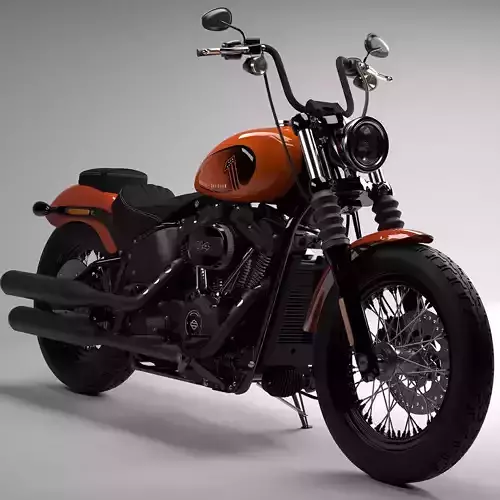 Realistic Harley Davidson Street Bob 2021 Baja Orange 3D model
