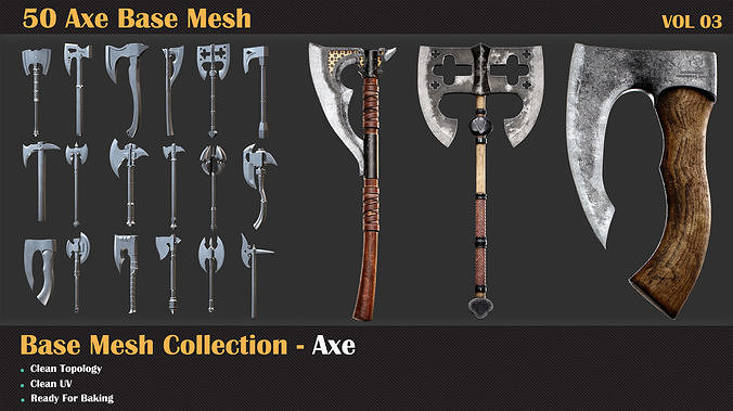 50 Axe Base Mesh - VOL 02 3D model