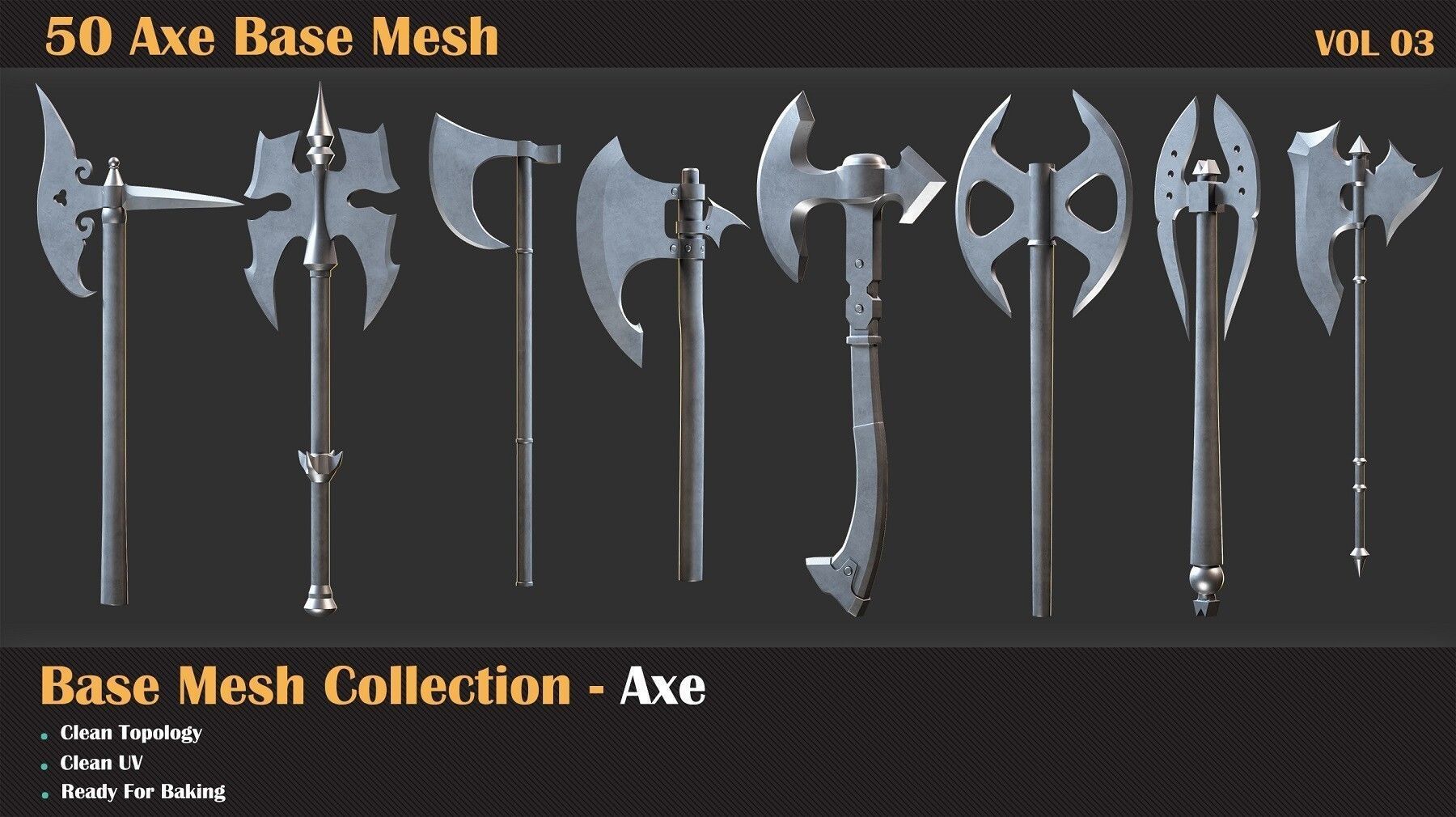 50 Axe Base Mesh - VOL 02 3D model_7
