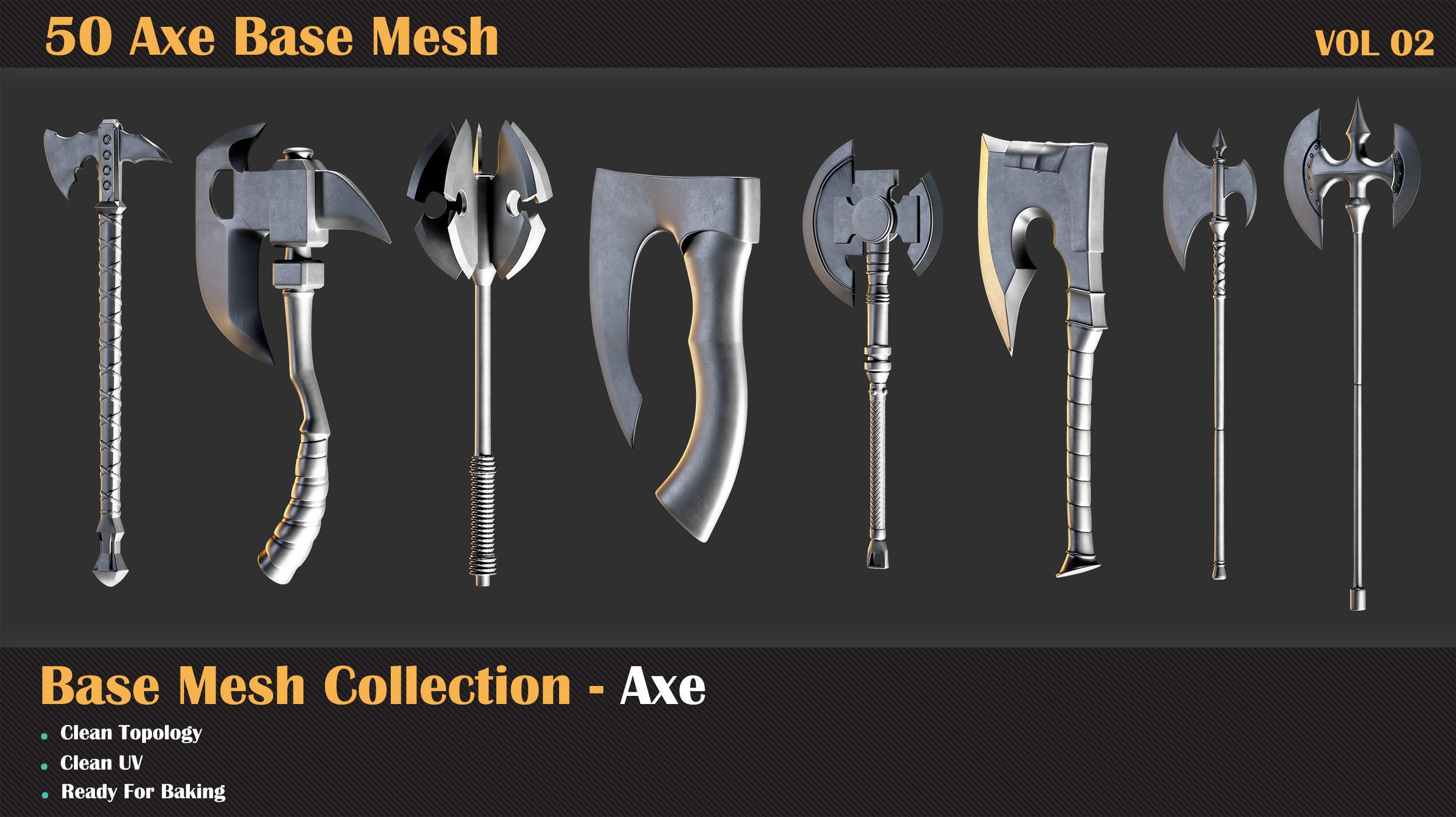50 Axe Base Mesh - VOL 02 3D model_5